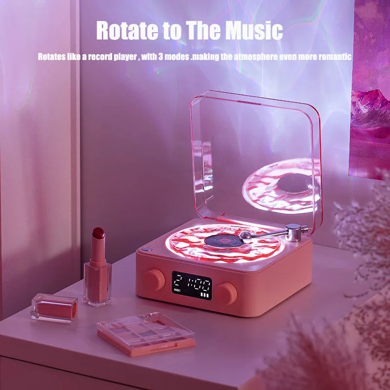 

RGB Backlit White Noise Sleep Assist Retro CD Player Bluetooth Speakers Stereo Bedroom Projection Ambient Light Speaker 블루투스 스피커