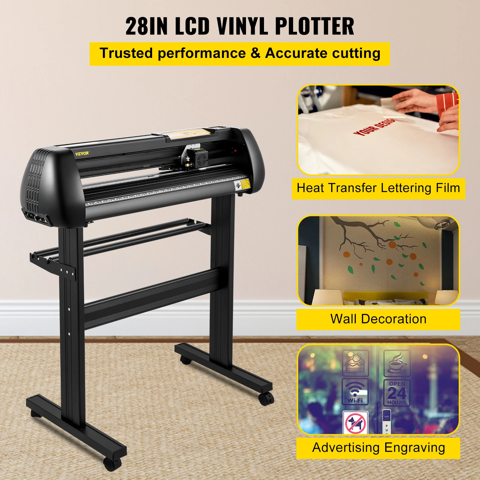 VEVOR 28in Vinyl Cutter Machine Cutting Plotter Adjustable Speed and Force DIY Cutting Machine Kit for Signs Banners Stickers