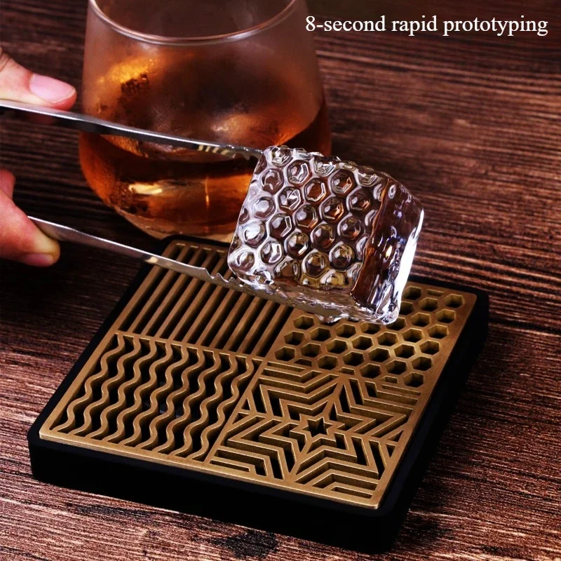 Ice Block Printing Mold Bar Bartender Cocktail Whiskey Ice Block Texture Pattern Pure Copper Art Ice Hot Plate