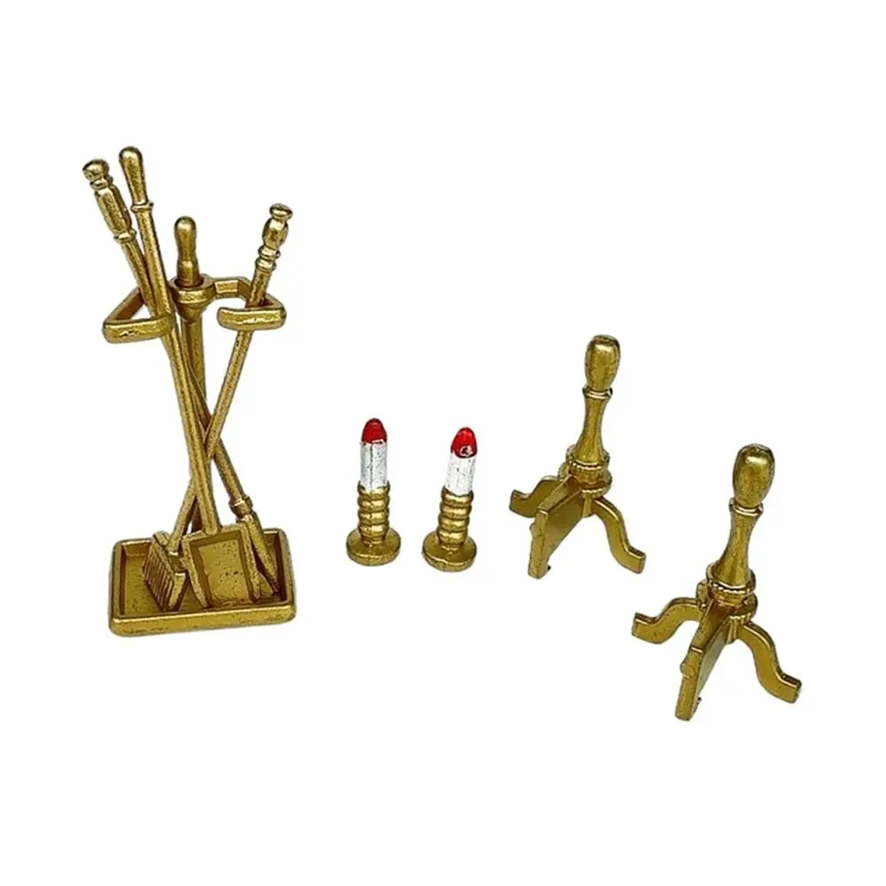 1/12 Scale Dollhouse Furniture Gold Soap Rack Miniature Paper Towel Rack Micro Landscape Fireplace Accessories