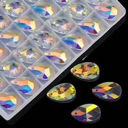 For Earrings AccessoriesCharms Necklace DIY Making Jewelry Beads GlassDrop Faceted Teardrop Pendant Crystal 20Pcs Blue 13X22MM