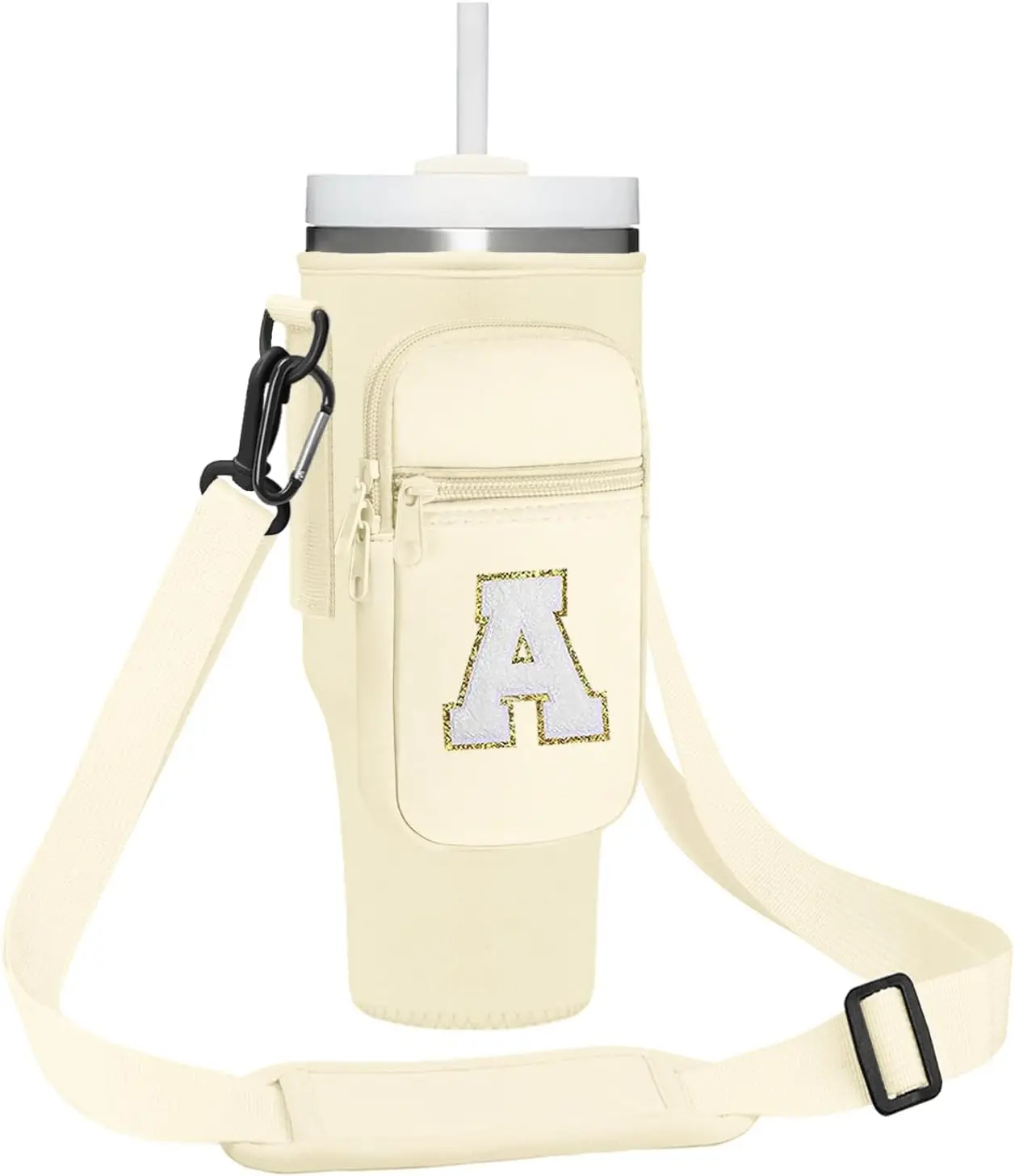 A-Z Water Bottle Carrier Bag with Adjustable Crossbody Strap for 40oz Tumbler,Cup Accessories for Hiking Camping