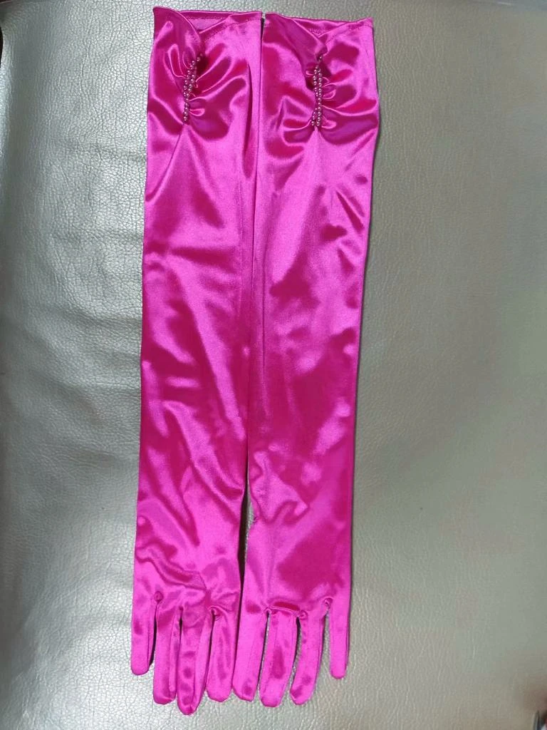 1 Paar Bruid Bruids Handschoenen Rood Zwart Wit Ivoor Lange Kralen Satin Elegant Voor Vrouwen Vinger Gants Mariage Luvas de Noiva