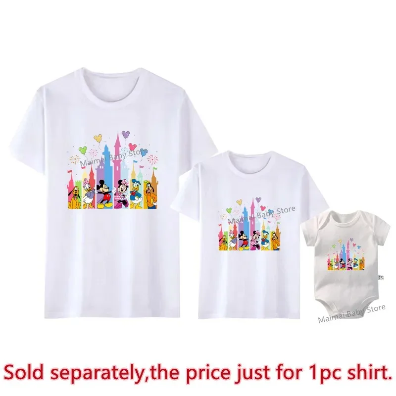 New Castle Mickey Minnie Family Matching Shirts Cotton Father Mother Kids First Disney Trip Tshirt Funny Disneyworld Tees Tops