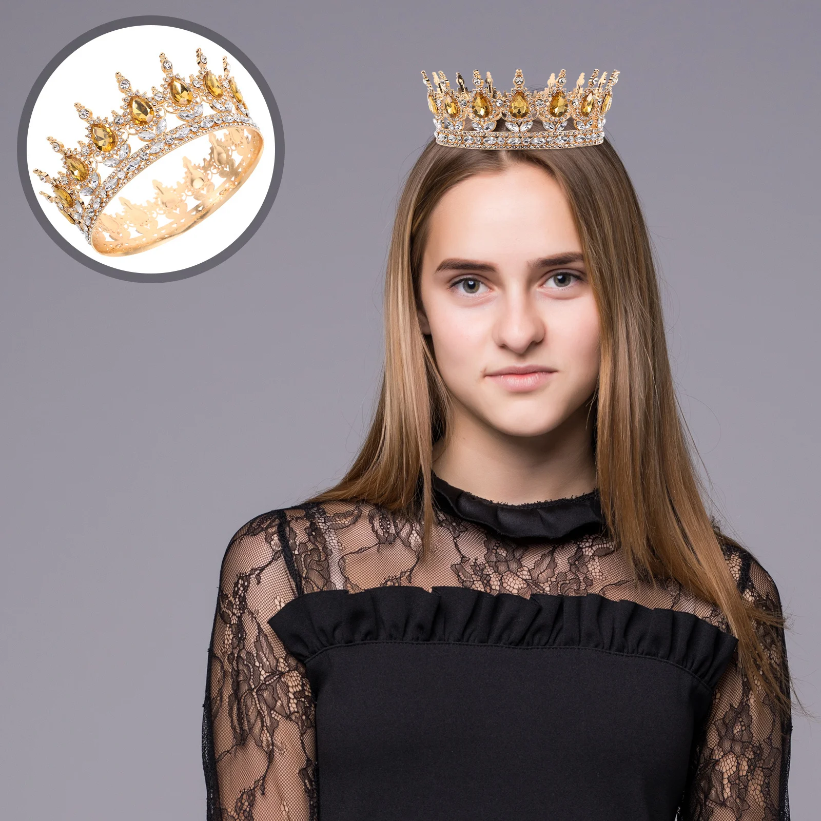 

Baroque Crystal Rhinestone Leaf Crown Bridal Wedding Headband Queen Tiara Bride Hair Accessory Elegant Headdress