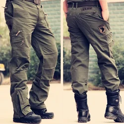 Pantalones Cargo tácticos 100% algodón, ropa de calle bordada, Vintage, Airborne, Air Assault, múltiples bolsillos