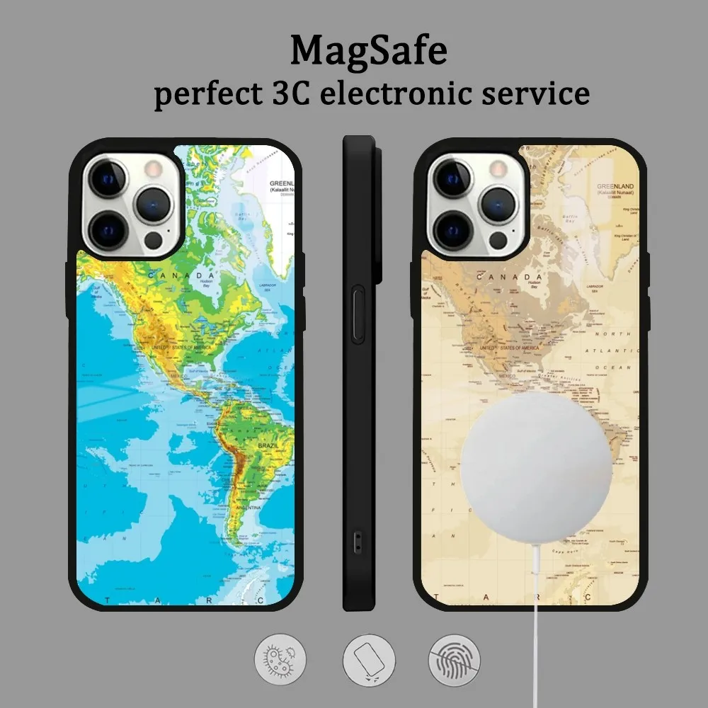 

Mexico Map Travel Phone Case For IPhone 16 15 14 13 12 11 Pro Max Plus Mini Magsafe Mirror Wireless Magnetic Cover