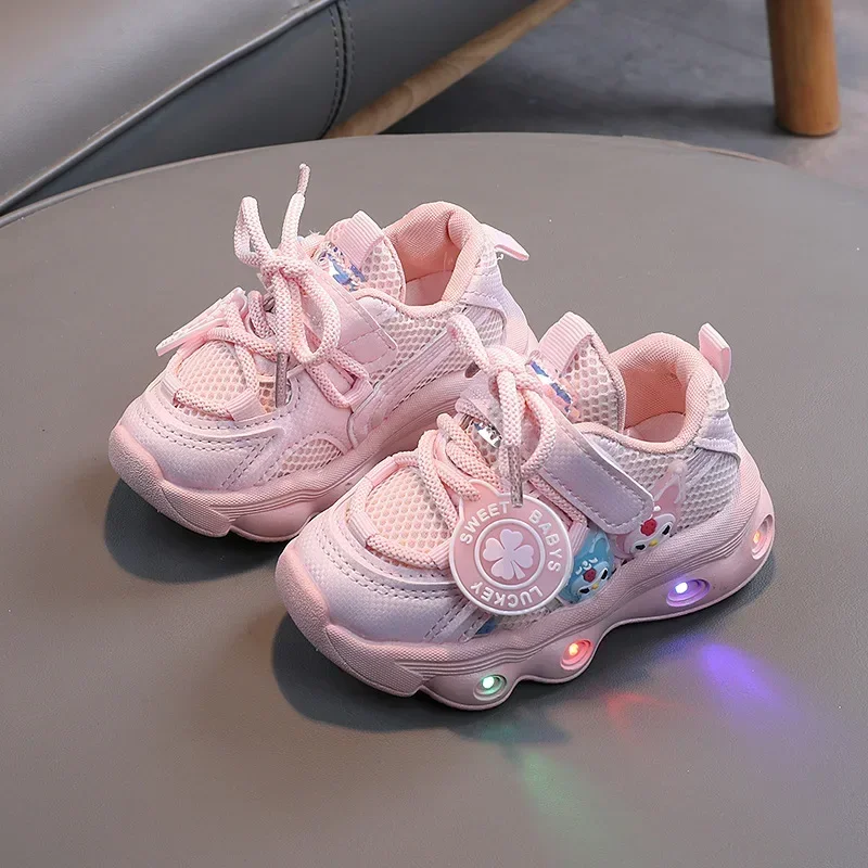 

Sanrio kuromi Sneakers hello kitty children mesh Sport running shoes lighted LED casual shoes baby girl cute sports shoes