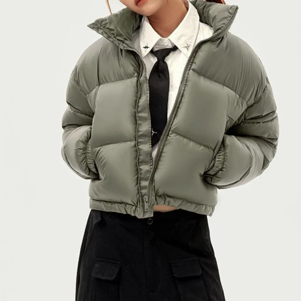 

Women's Autumn Winter Short Cotton Jacket Stand Collar Kendou Style Light Bread Coat for Ladies
