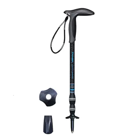 1pc 탄소 섬유 워킹 스틱 49-100cm 짧은 텔레스코픽 내부 잠금 T-핸들 등산 목발 야외 하이킹