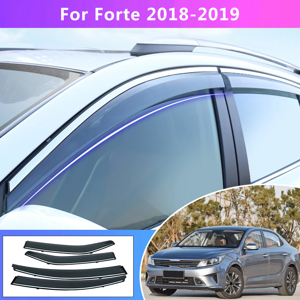 

For KIA FORTE 2018 2019 Window Sun Rain Visor Weather Shield Deflector Guard Car Styling Auto Accessories 4pcs Awnings