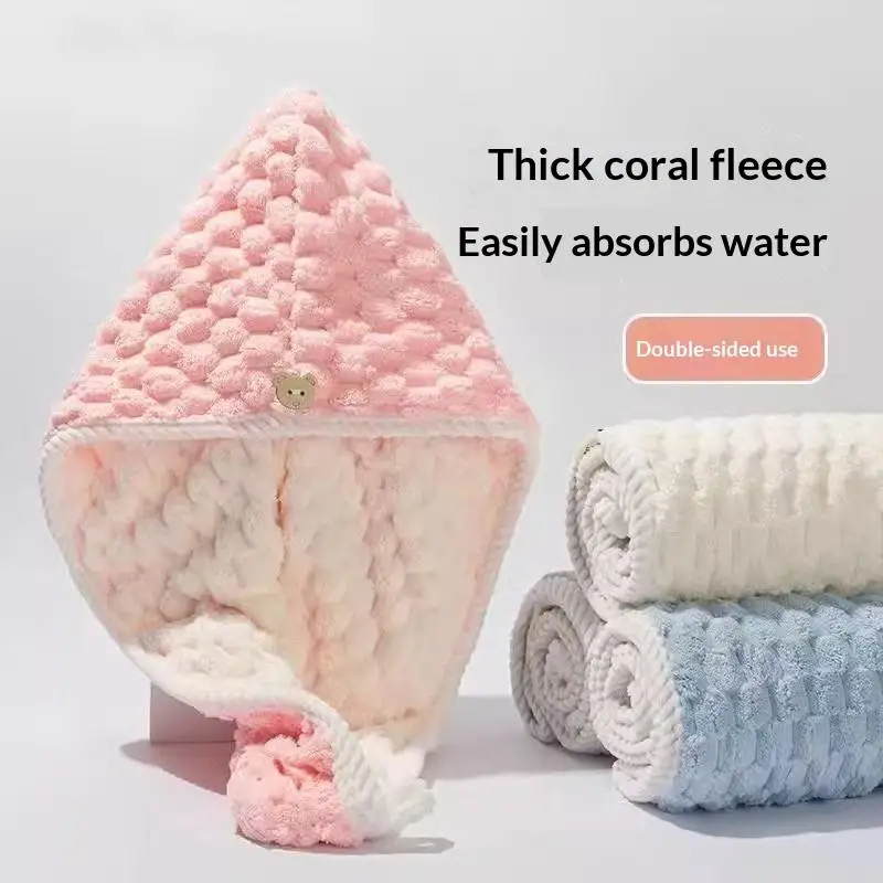 Ultrafeines Fasertuch, umwickelte und verdickte Damen-Haartrockenmütze, dickes und hochabsorbierendes Kopftuch zum Haaretrocknen. – Detail 4