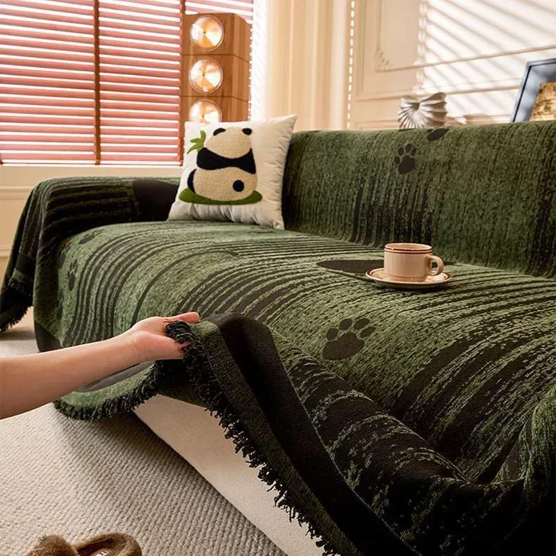 Cartoon Chenille Cat Element Sofa Towel Multifunctional Anti-Dirt Sofa Blankets Wear-Resistant Furniture Protection Slipcover