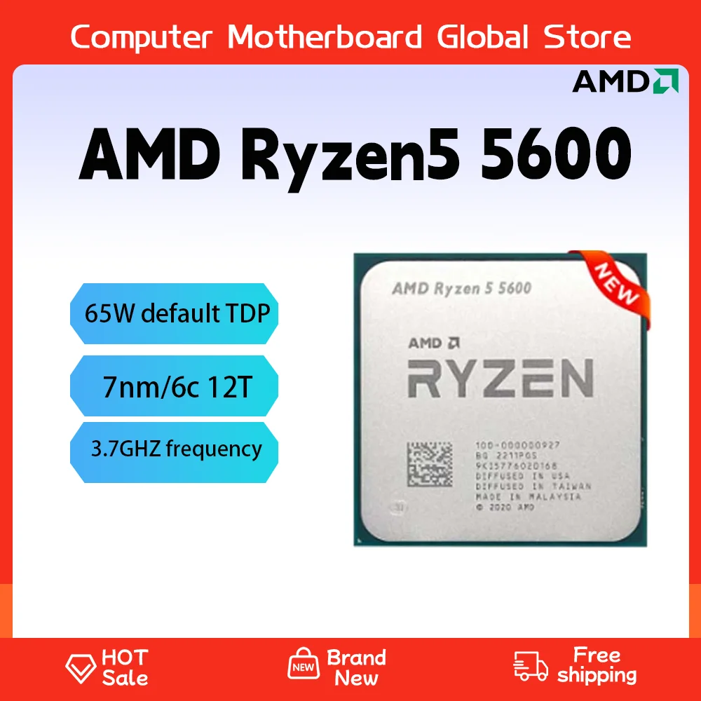 AMD 라이젠 5 5600 amd r5 5600 pcgamer cpu 65w ddr4 액세서리, 데스크탑 프로세서 지원, 게임용 cpu soquete am4 sem 냉장고, 신제품 