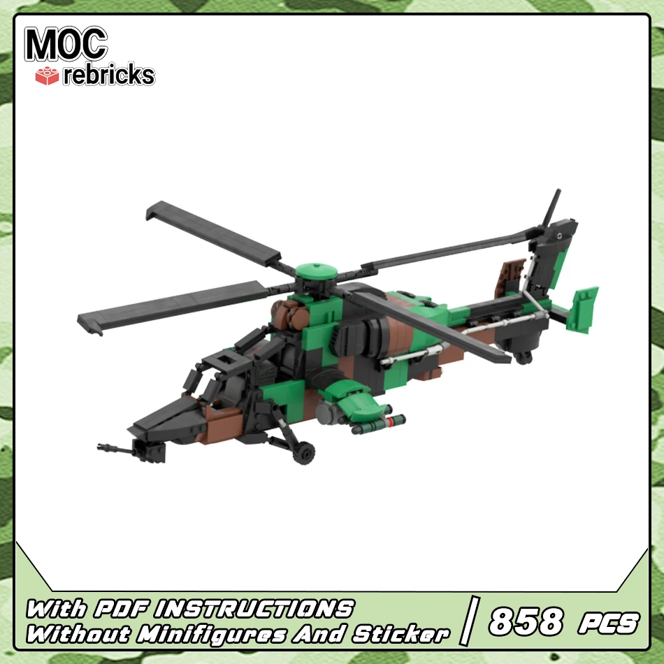 

MOC военная серия, европейский тигр, вооруженные вертолеты, строительный блок, модель DIY, кирпичи, набор игрушек, детские хобби, праздничные подарки