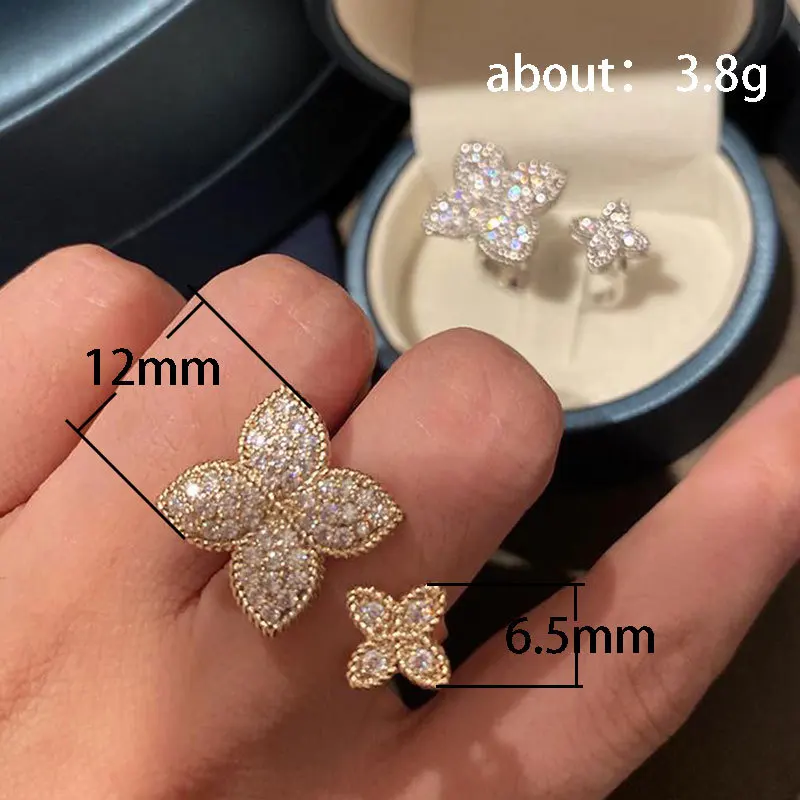 CAOSHI Chic Aesthetic Flower Opening Ring for Female Daily Party Accessories with Bright Zirconia Stylish Women Wedding Jewelry