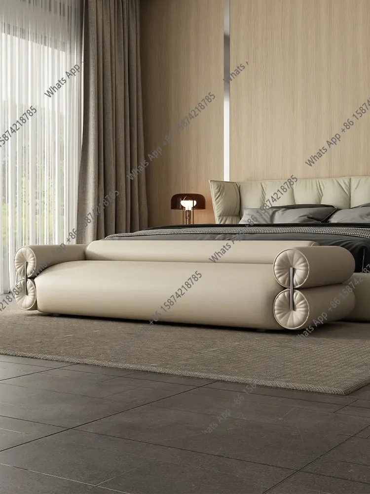 

C69 Прикроватный табурет для спальни Вешалка для одежды Табурет для смены обуви Главная спальня Прикроватный диван Кожаный табурет Современный длинный полосатый маленький диван