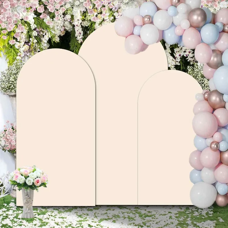 

Wedding Arch Covers Stretchy Backdrop Fabric Set of 3,Round Top Decoration Arch Spandex Balloon Backdrop Stand