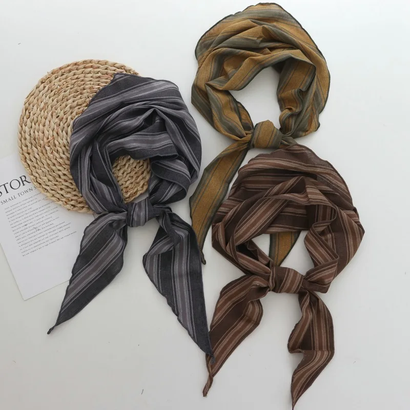 

Новый стиль, художественный индивидуальный полосатый треугольный платок, женский шарф, 20225, новый шарф с высоким смыслом, украшения, серия, украшение на шею