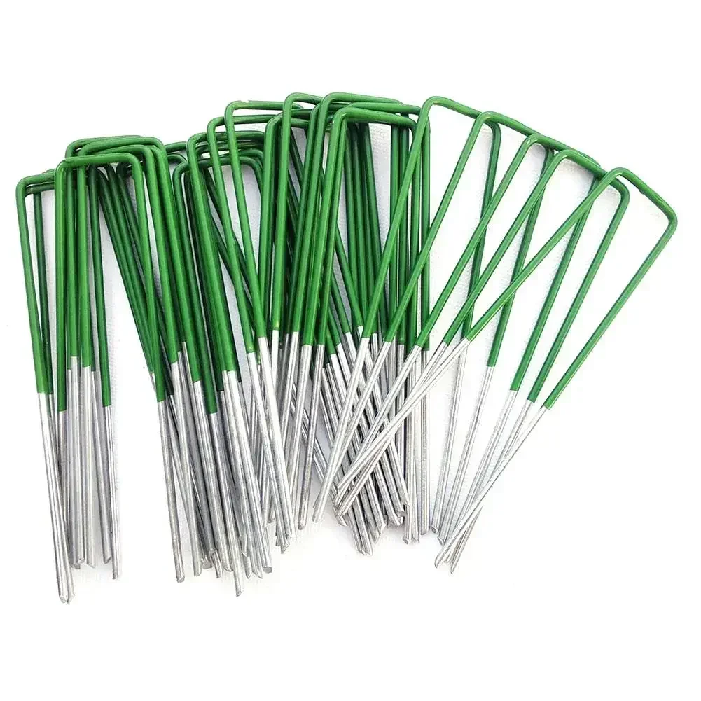 U-shaped Nails Staples Staples Turf Galvanised U-Shaped Steel Pegs 5.91*1.18*0.12 Inches Fastening Nails Galvanized Tools