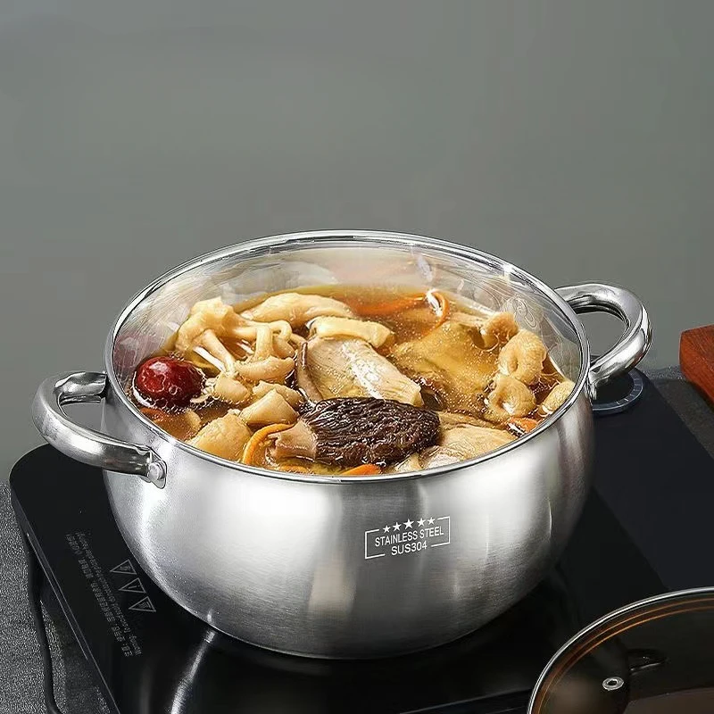 

Stainless Steel Dutch Oven and Glass Lid, 5 Quart Pots for Cooking Hot Pot Casserole