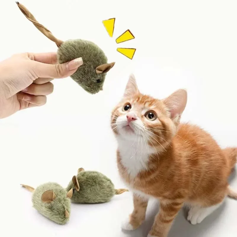 Jouet en peluche pour chat, souris factice couineuse, résistant aux morsures, jouet interactif pour chaton, pour jouer à la poursuite, mignon, pour ronger les dents, jouet pour chat