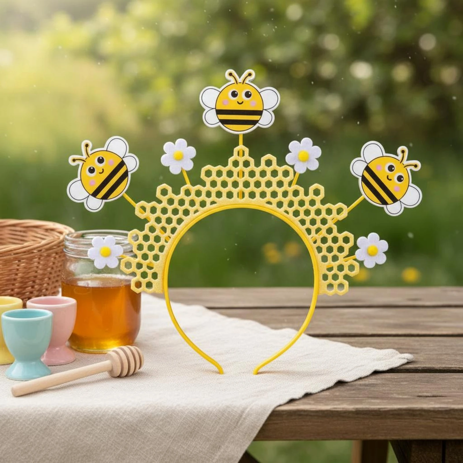 

Easter Bee Headband Cosplay Honeycomb Crown Headband Bee Costume Accessories Festive Novelty Accessory Ready to Wear for Party