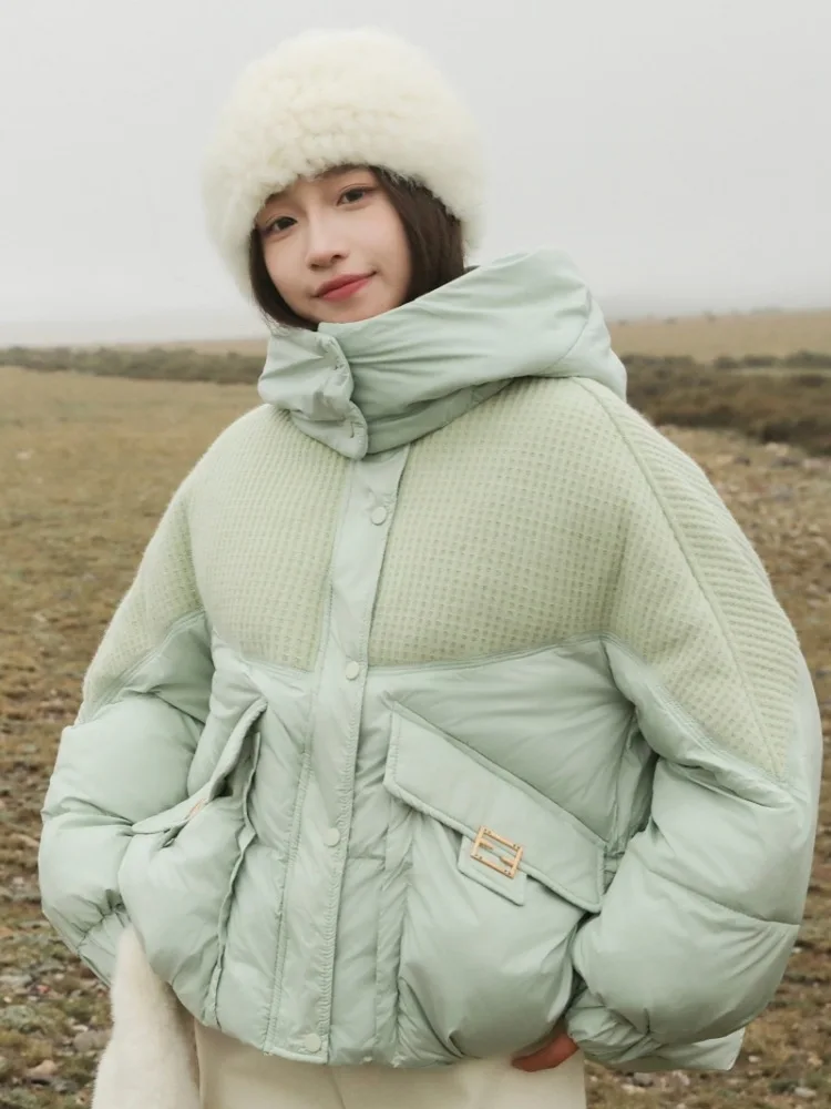 

Oversize Thickened Cotton-Padded Coat Winter New Korean Style Loose Hooded Short Bread Suit Fashion Casual Green Jacket Women