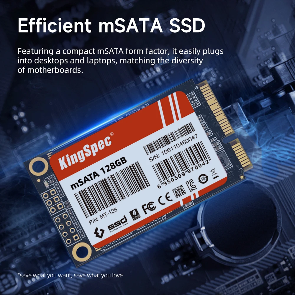 KingSpec mSATA SSD 128gb 256gb 512GB mSATA SSD 1TB 2TB HDD For Desktop 3x5cm Internal Solid State Hard Drive for Hp Laptop