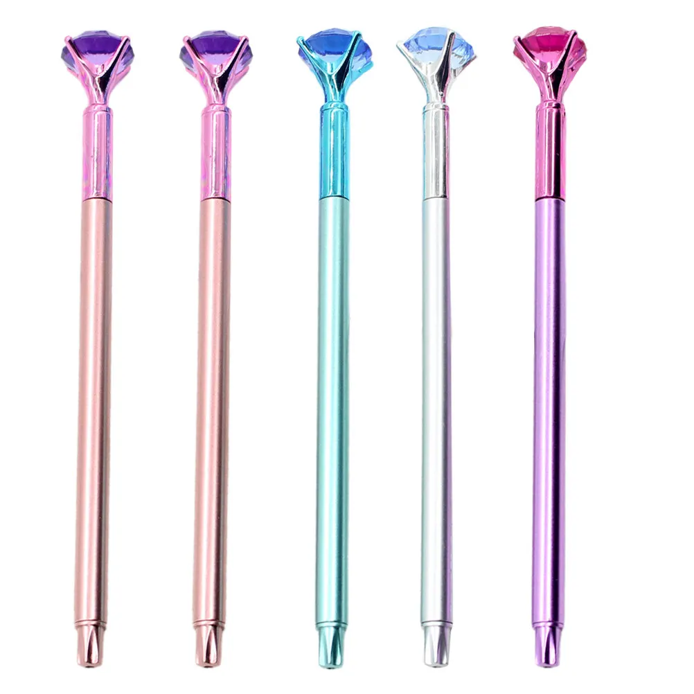 

Набор из 5 черных гелевых ручек с алмазным дизайном, быстросохнущие чернила, не размазываются, удобный захват, канцелярские товары для студентов, ручка с алмазным дизайном