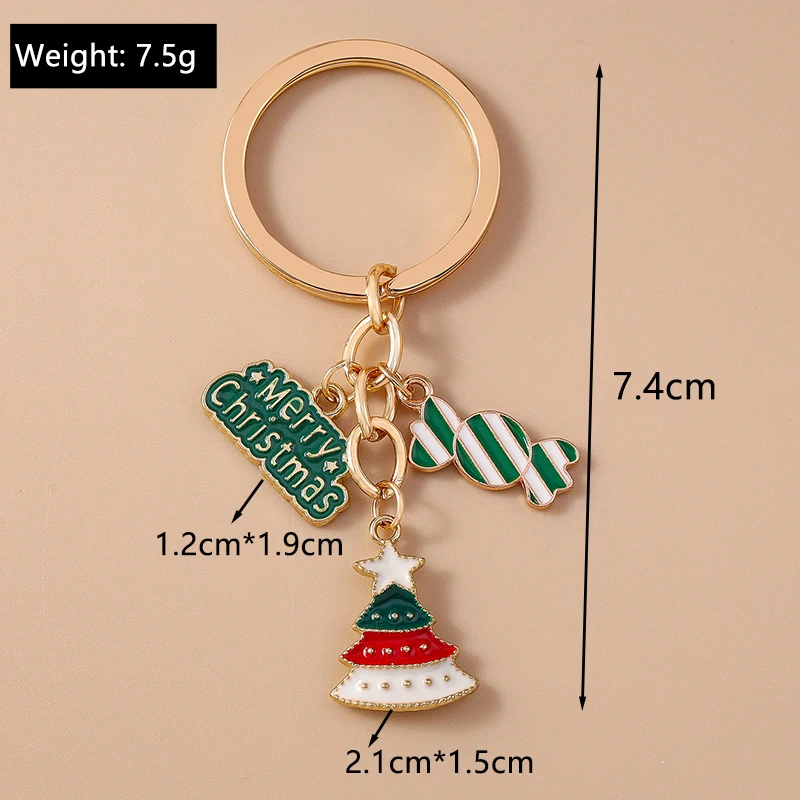 Modischer Weihnachtsbaum-Schneemann-Schlüsselanhänger für Autoschlüssel Festliche Geschenke für Frauen Männer Handtaschenanhänger Schlüsselringe DIY-Accessoires – Detail 3