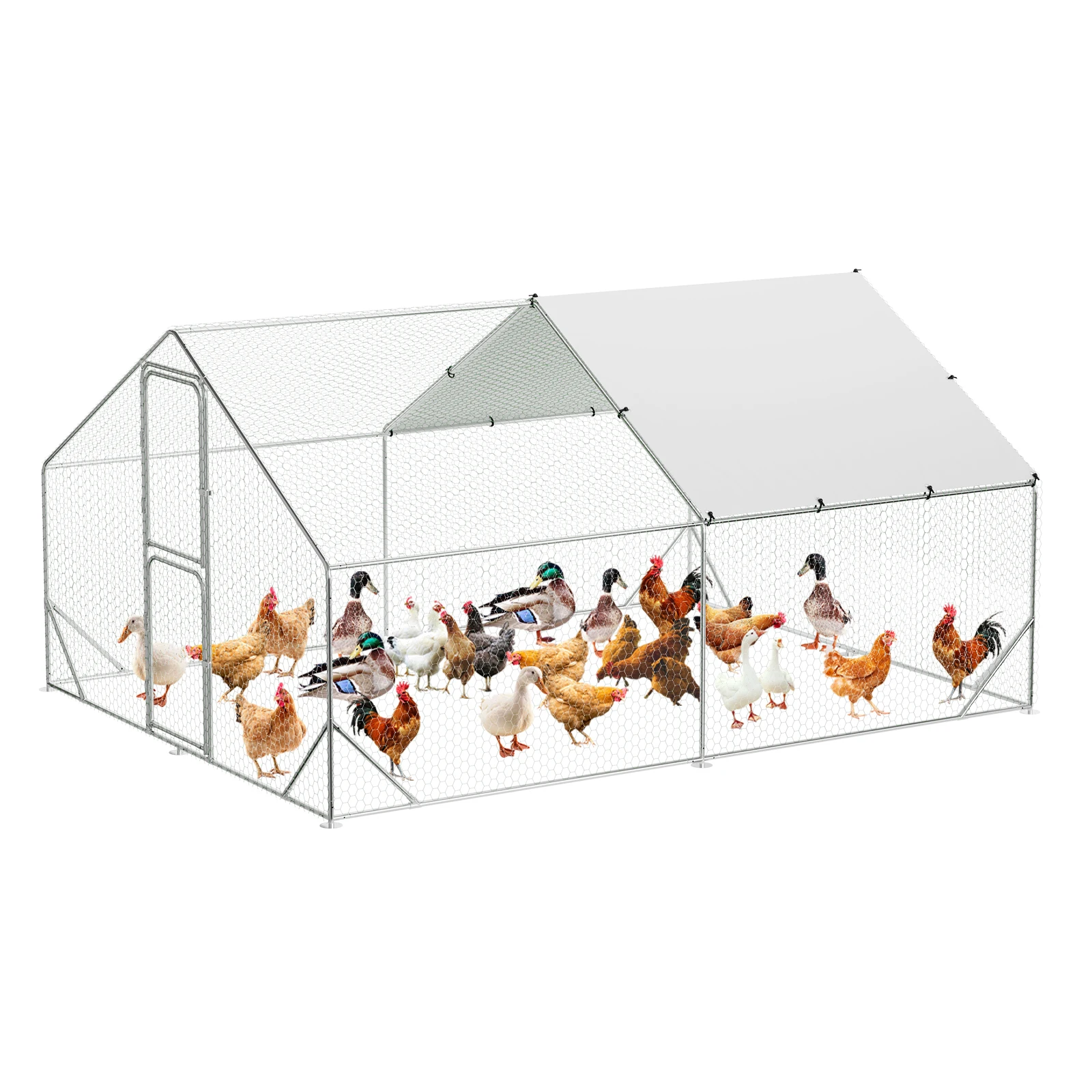 

Large Metal Chicken Coop Run Duck Coop/House Fence Cage Hen House for Outdoor Yard Farm Poultry Cage/Pen with Waterproof Cover