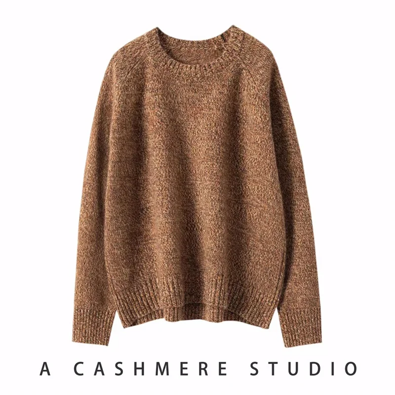 High-End 2024 Winter Women\'s 100% Pure Cashmere Sweater Female O-neck Thicken Loose Pullover Lady Knit Jumper Woman Clothes Tops