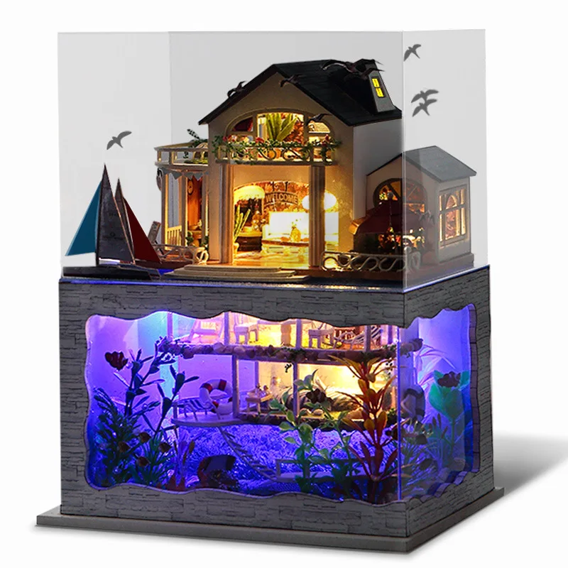 

Handcraft Tropical Paradise: DIY Hawaiian Beach Villa Wooden Architectural Model Kit - Unique Gift