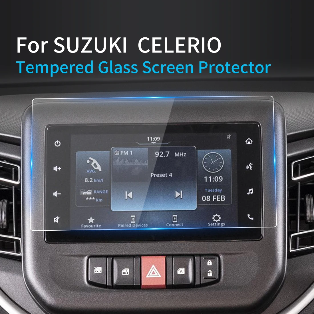 For SUZUKI CELERIO Screen Protector 2022 Console Carplay Tempered Glass Protective Film LCD Navigator Car Automative Accessories