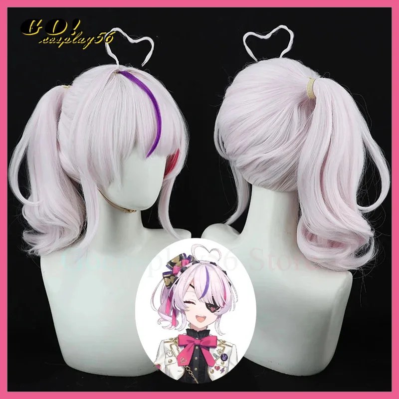 2025 yiyiVtuber ماريا ماريونيت شعر مستعار تأثيري الوردي الأرجواني مجعد الشعر متموج ذيل حصان دمية 6th ILUNA المعبود Youtuber أغطية الرأس #2