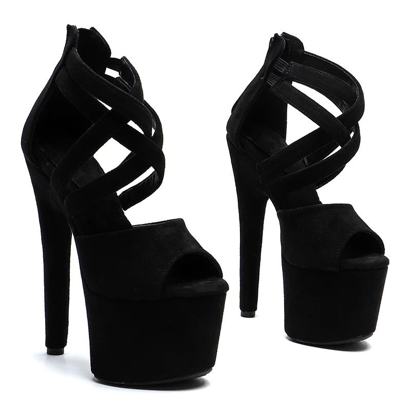 Leecabe  17CM/7inches Suede Open Toe Trend fashion Sandals High Heel platform stripper heel Pole Dance  shoes