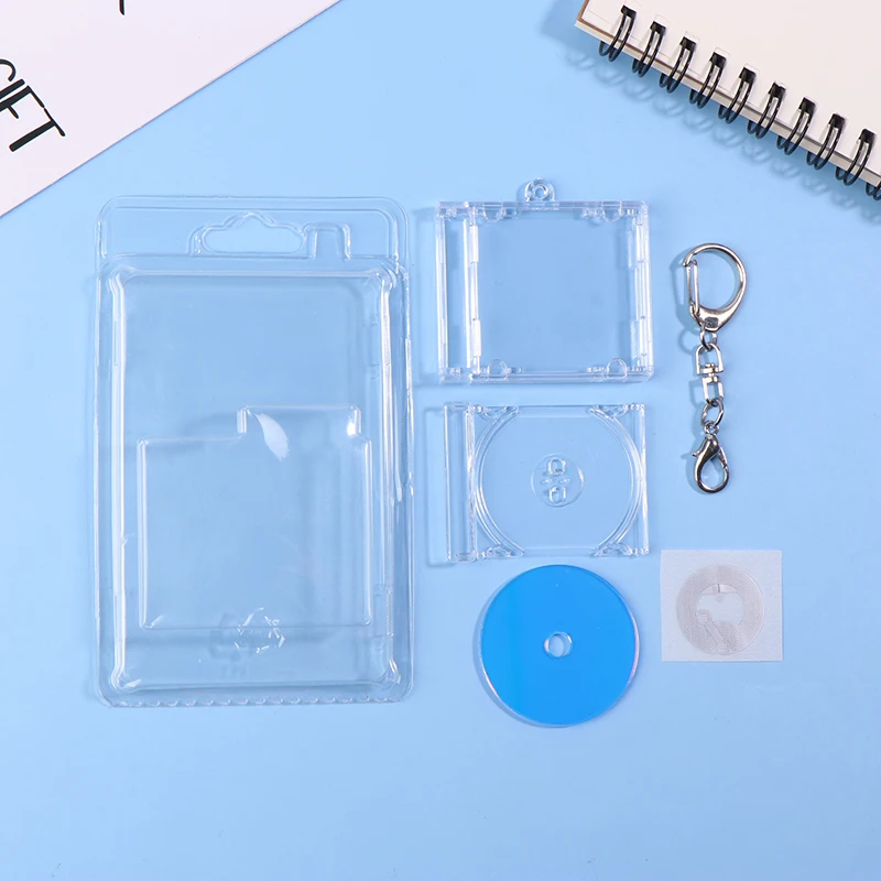 

1 Set Peripheral Memorial Blank Album Mini NFC Function CD Box Keychain CD Player Shape Pendant DIY Backpack Charms