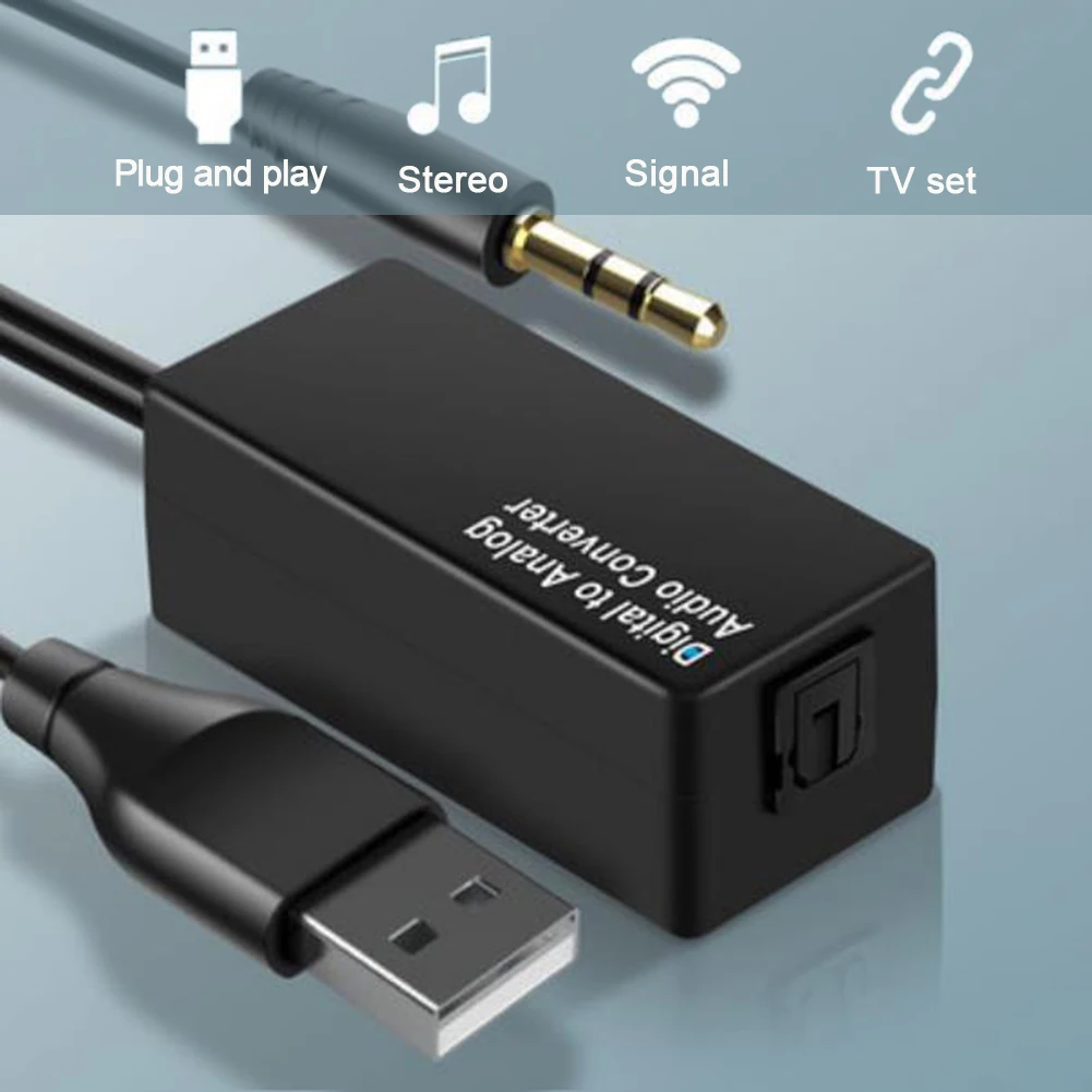 Audio Stereo konwerter DAC cyfrowy do włókien optycznych/koncentryczne analogowe 3.5mm USB Adapter do dekodera dla telewizor-top Box do konsoli