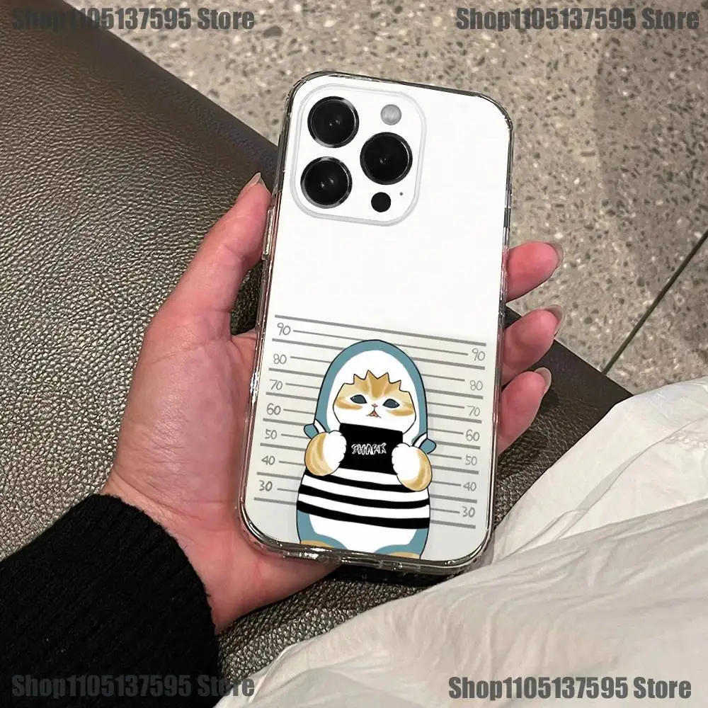 حافظة هاتف لطيفة على شكل قرش M-MofusandS لهاتف iPhone 17,16,15,14,13,12,11 Pro,Max,Plus,X,XS,XR,SE4,E غطاء ناعم شفاف صغير