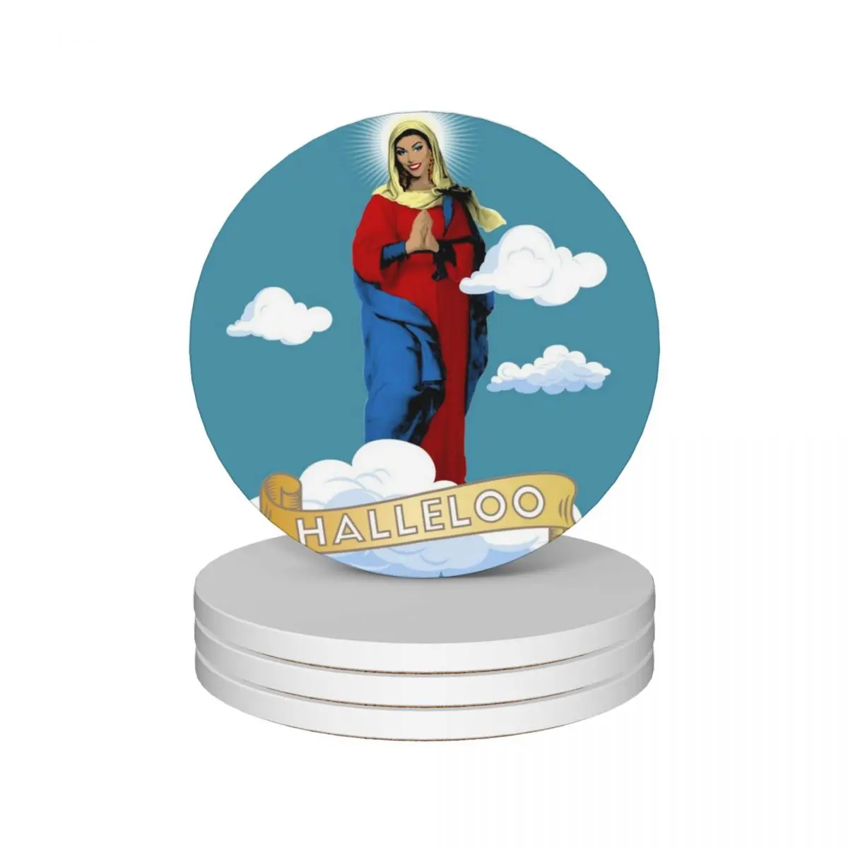 

HALLELOO - shangela - the virgin mary Ceramic Coasters (Set of 4) pot cup set for the kitchen accessories Coasters