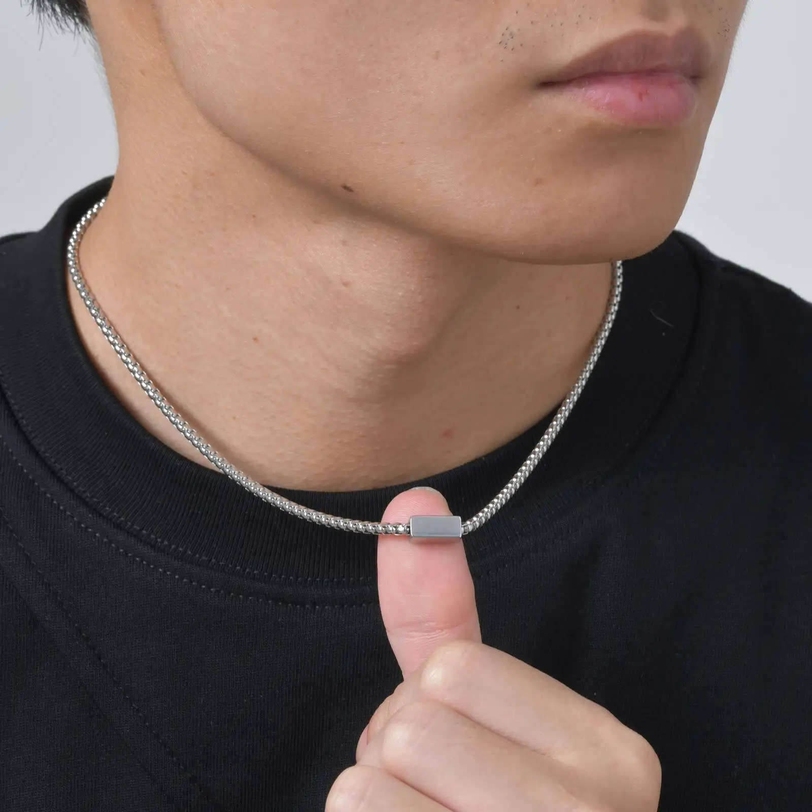 Customized 1-4 Name Neckace for Men,Never Fade Stainless Steel Tube Box Chain Collars,Personazlied Gift to Father Husband