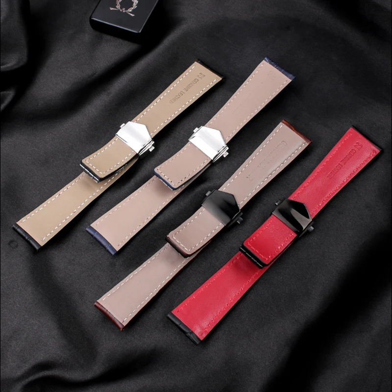 Cow Leather Watch Strap Watchband For TAG Heuer Watches Band Genuine Leather Fold Buckle Minimalist Style 19mm 20mm 22mm