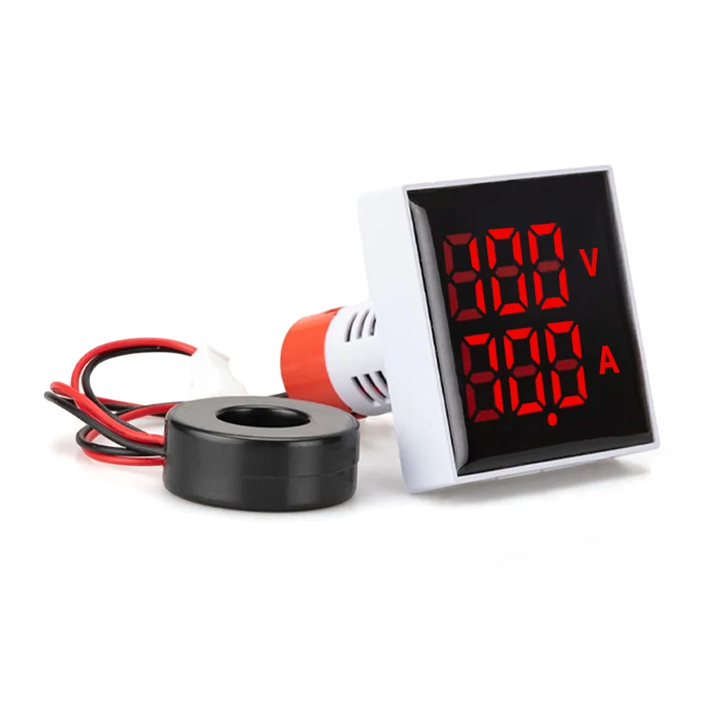 50MM Square LED Dual Digital Voltmeter Voltage And Current Meter AC 60-500V 0-100A Industrial Equipment Dual Display Tester