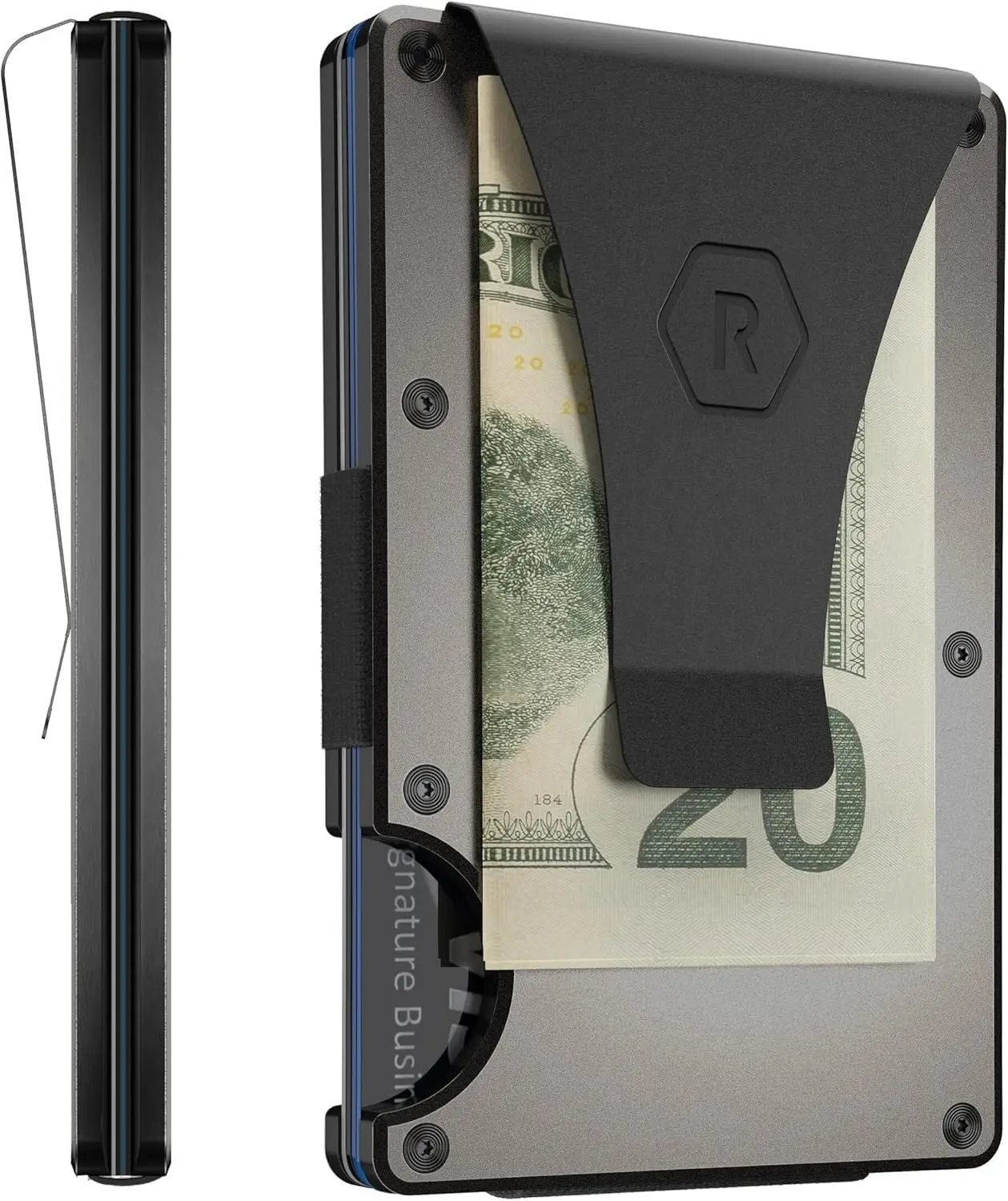 

Slim Minimalist Compact Wallet with RFID Protection and Money Clip - Gunmetal