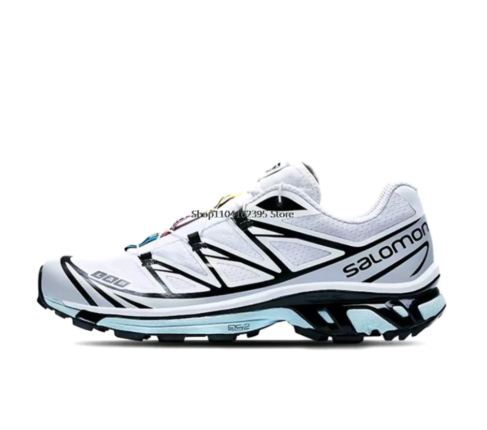 SALOMON XT-6 Zapatillas para correr ligeras, transpirables, antideslizantes, resistentes al desgaste, de tela moderna para exteriores, para hombres y mujeres, blanco y azul