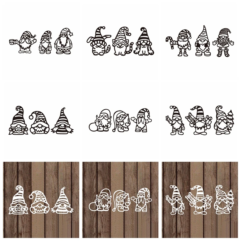 

2024 New Metal Cutting Dies Gnome Santa Claus Silhouette Diecut for DIY Scrapbooking Christmas Paper Card Decoration Making