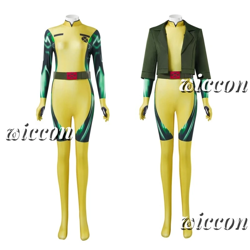 Halloween Carnival Party X 97 Superhero Rogue Anna Mary Gambit Yellow jumpsuit Costplay Adult Tight Costplay Costplay Costume