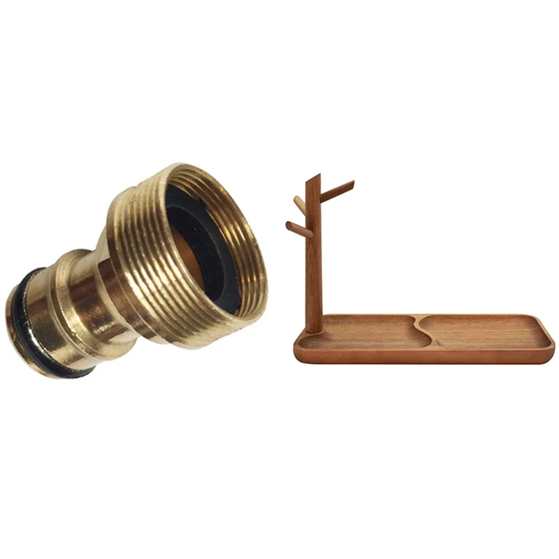 

Universal Hose Tap Kitchen Adapters Faucet Tap Connector & Solid Wood Jewelry Tray