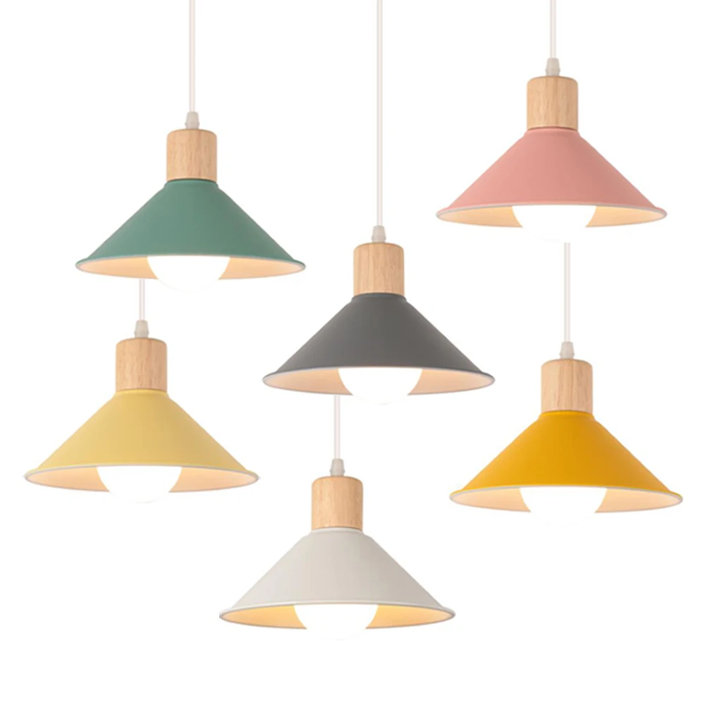 

Скандинавский промышленный светодиодный подвесной светильник E27, современный деревянный подвесной светильник, абажур для гостиной, кухни, домашний декор, винтажный светильник